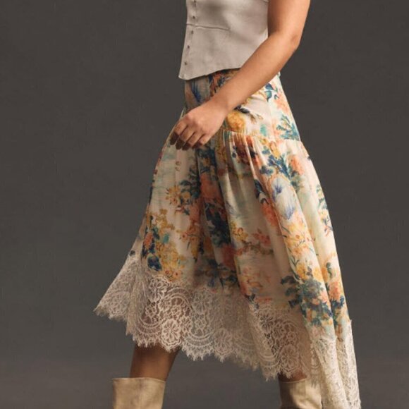 NWOT Anthropologie Asymmetrical Lace A-Line Skirt Small - Chic & Unique Closet E - Picture 3 of 13